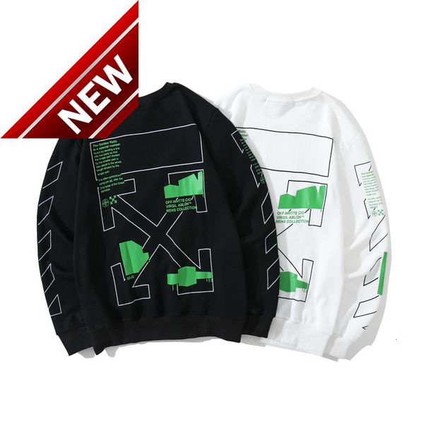 

off round neck scale geometry sweater men's and women's loose coat style cotton top, Black