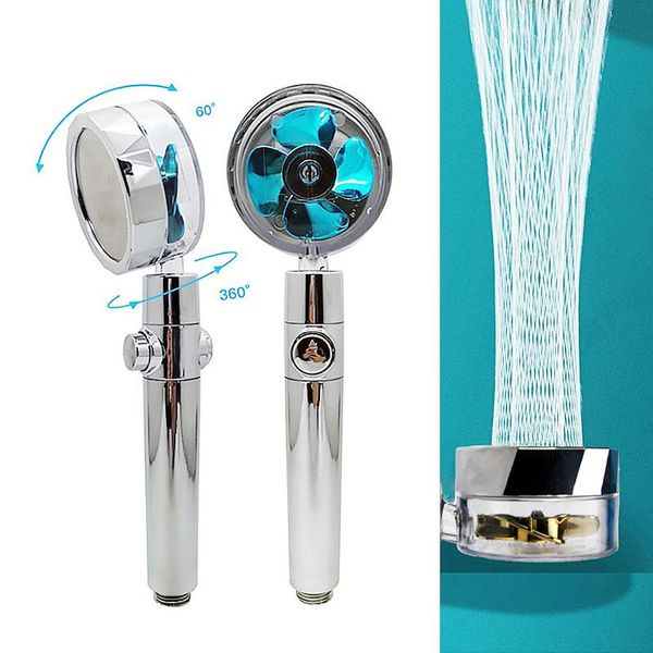 

bath accessory set 2021 shower head water saving flow 360 degrees rotating with small fan abs rain high pressure spray nozzle bathroom acces