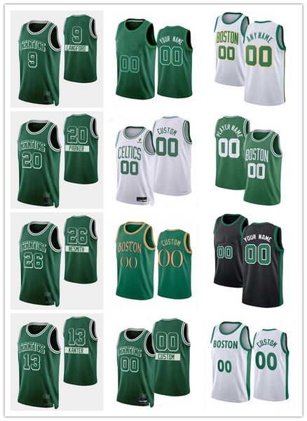 

75th custom men women youth bostonceltics13 enes kanter 9 romeo langford 26 aaron nesmith 20 jabari parker basketball jerseys, Black;red