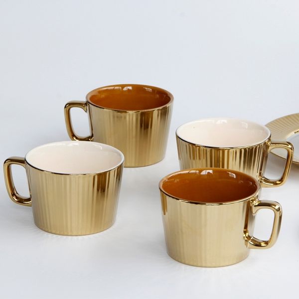 

european gold ceramic high grade l ion plated nordic style mug water cup
