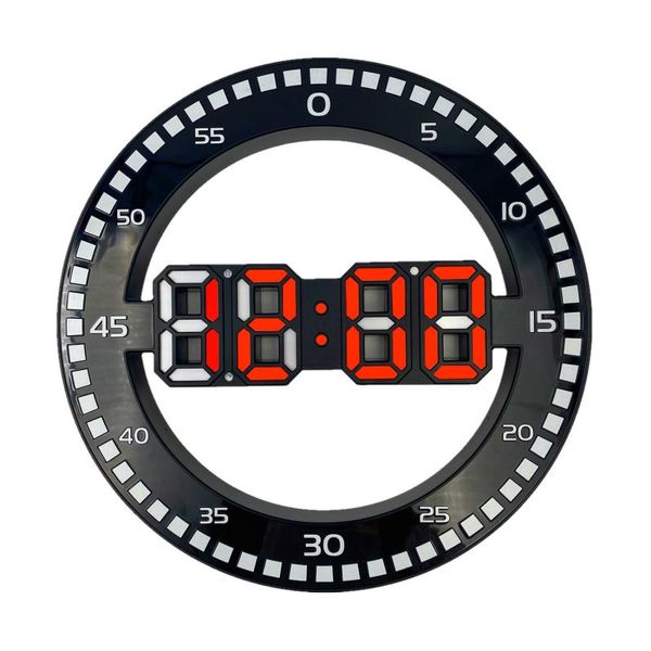 

wall clocks 3d led digital clock electronic night glow round automatically adjust brightness deskdecor time