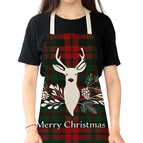 

aprons home kitchen accessories plaid christmas series apron merry decorations