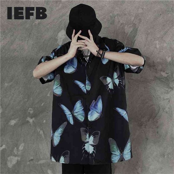 

iefb /men's wear high street fashion summer short sleeve shirt for male ed loose casual y2681 210721, White;black