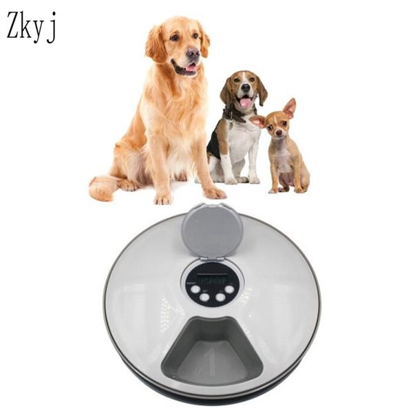 Temporizzazione automatica dell'alimentatore lento per animali domestici 6 pasti 6 griglie Dispenser elettrico per alimenti secchi per cani e gatti Alimentazione per piatti Forniture per timer 24 ore su 24 210615