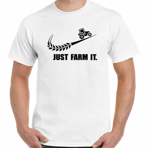 

tractor t-shirt, driver farmer agriculture just farm it man parody, White;black