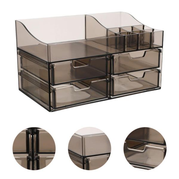 

storage boxes & bins 1pc transparent box multilayer deskcase drawer type container