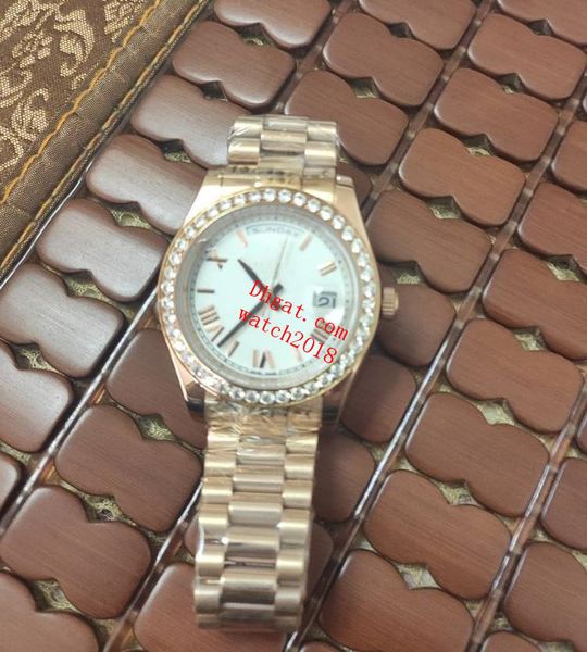 

mens watches 40mm m228345 romen diamond dial mechanical automatic sapphire mirror steel bracelet luxury watch waterproof, Slivery;brown