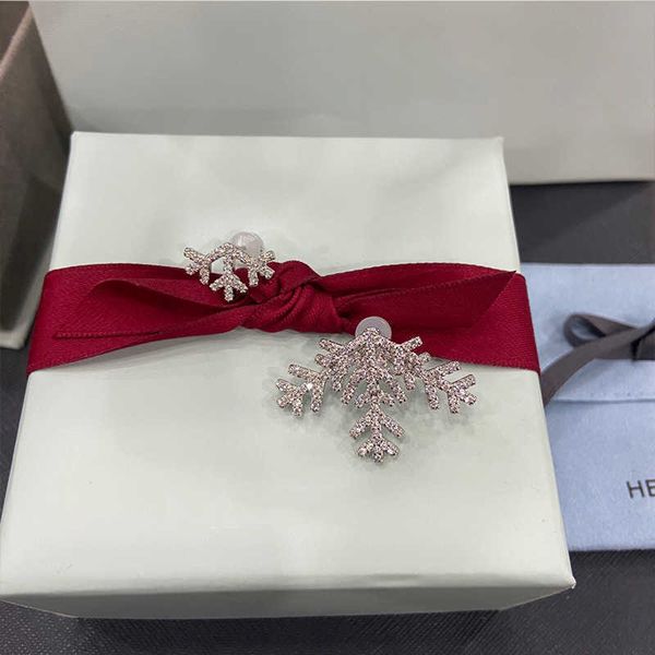 

hef jewelry original pure snowflake double-layer earrings female minority asymmetric earrings 925 sterling silver, Pink