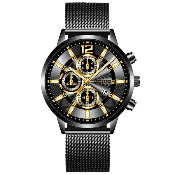 

fashion color bright glass watch men date men's stainless steel business clock wrist montre homme wristwatches, Slivery;brown