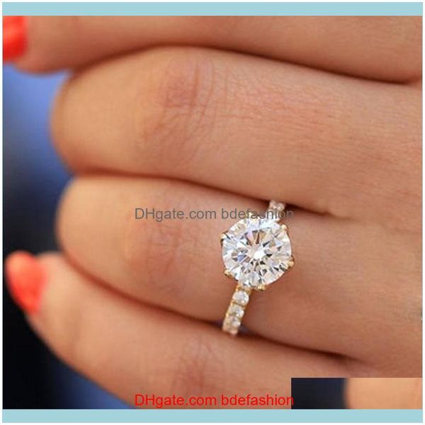 

wedding jewelrywedding rings milangirl simple ladies engagement gold color inlaid round white crystal rhinestone female ring for women jewel, Slivery;golden