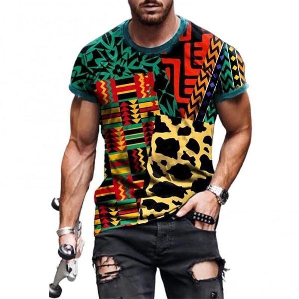 

slim t-shirt ethnic print pullover men short sleeve o neck for summer men's t-shirts, White;black