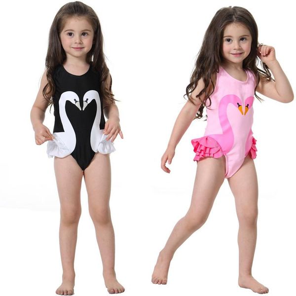 

one-piece suits kids baby girl child swan one piece swimsuit with swimming cap swimwear bathing suit bikini tankini set ws005