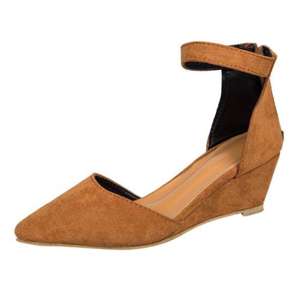 

sagace women sandals 2021 roman ladies pointed solid color leopard wedge fashion indoor outdoor shoes, Black