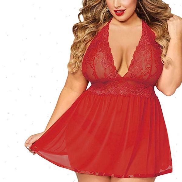 

lingerie g string nightgown womens sleepwears plus size open back lace babydoll sleepwear temptation costumes underwear, Black;red