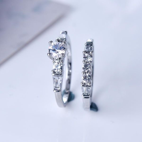 

wedding rings female four ring set fashion crystal white bridal jewelry promise for women engagement gifts, Slivery;golden