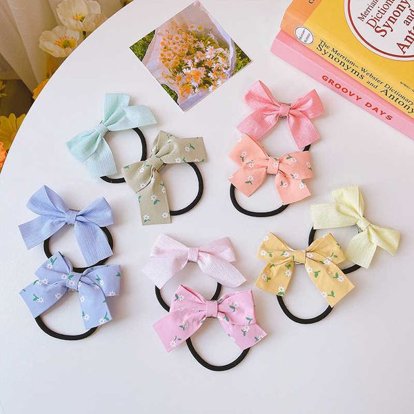 

sweet temperament a pair of hair circle lovely flower girl hair rope korean accessories double horsetail head fairy, Slivery;white