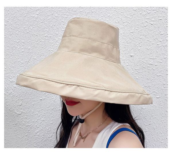 

sun hat lady's summer hats with oversized brim and peach fur fisherman's hat for outdoor sun protection, Blue;gray