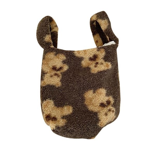 

bear small plush tote handbags wrist bags lamb like handbag m68c evening