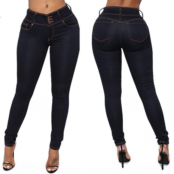 

high waist pencil pants long jeans ladies women plus size stretch slim fit denim skinny women's, Blue