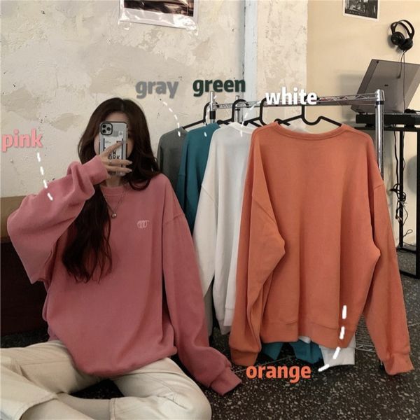 

hoodies korean lazy style embroidered letter loose tb sweater top, Black