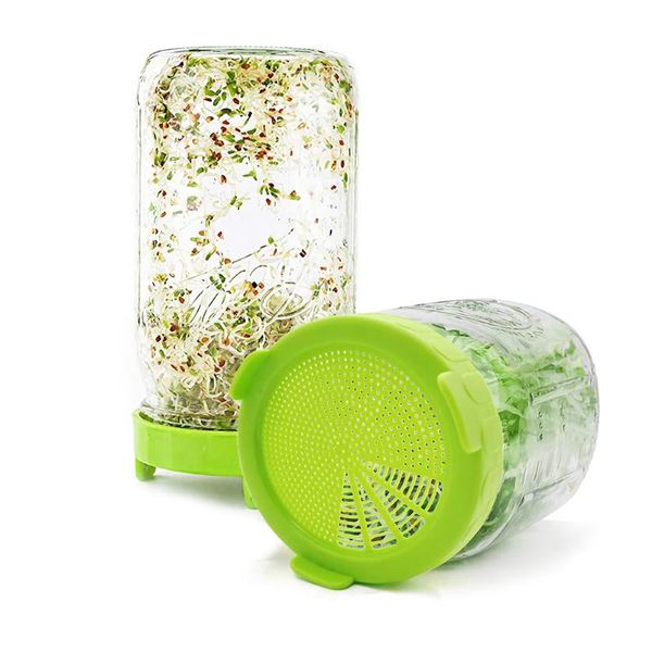 

planters & pots food grade mesh sprout cover kit seed crop germination strainer vegetable silicone sealing ring lid for mason jar seedling