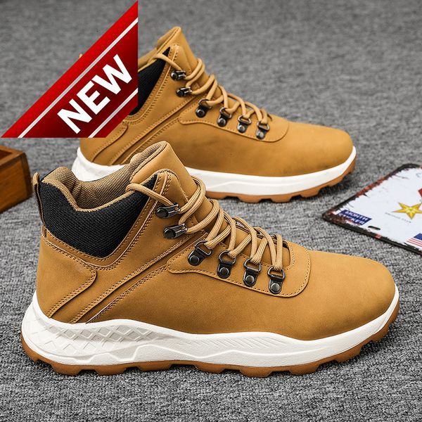 

2021 autumn and winter new men's desert yellow boots high british tooling shoes outdoor casual martin, Black
