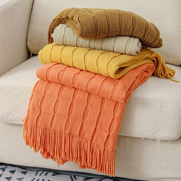 

blankets explosive sofa blanket cover bed end knitted cross-border air conditioning tassel siesta