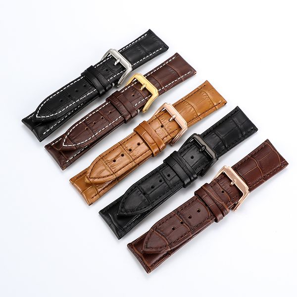 

leather calfskin strap black dark brown men and women fashion simple 12mm 14mm 16mm 18mm 20mm 22mm 24mm watch bands, Black;brown