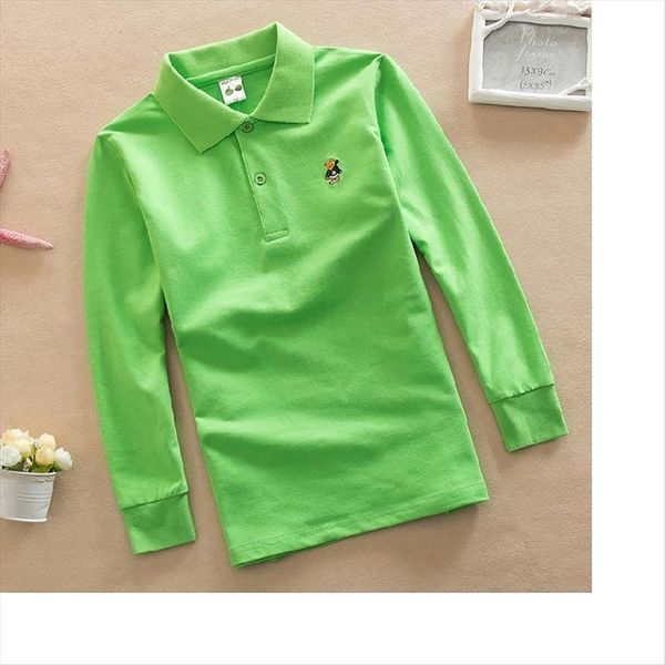 

3 12 years old boy polo shirt brand childrens warm cotton solid color lapel long sleeve short sleeved, Blue