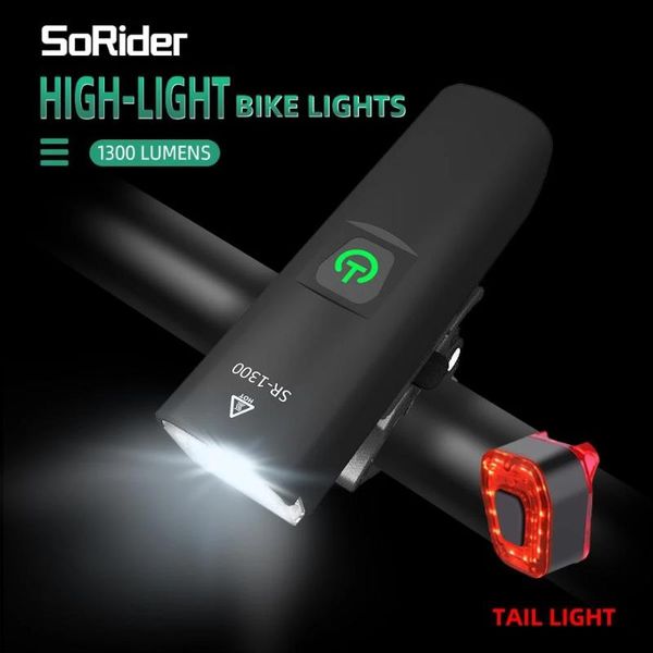 

bike lights sorider bicycle light 1300 lumens high brightness multi-function usb rechargeable road mtb cycling safety front