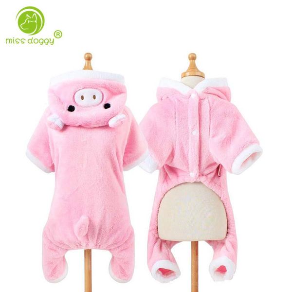 

lovely cartoon pig shape pet dog jumpsuit soft fleece clothes for small dogs spring autumn warm puppy costume 10a apparel