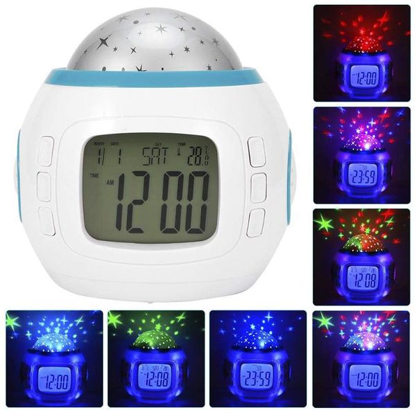 

other clocks & accessories creativity alarm clock children baby room music starry sky projection night light projector color change bedside
