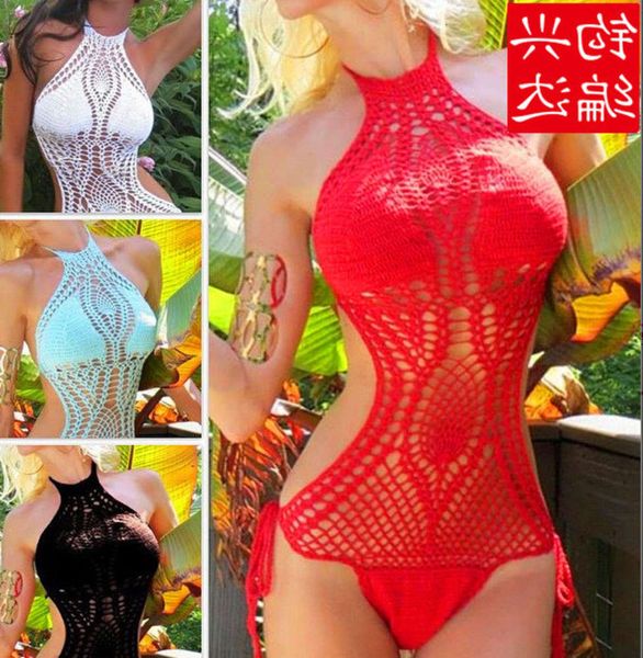 

the bikini 2020bikini hand crocheted hollow knitted one piece bikini swimsuit pure cotton, White;black