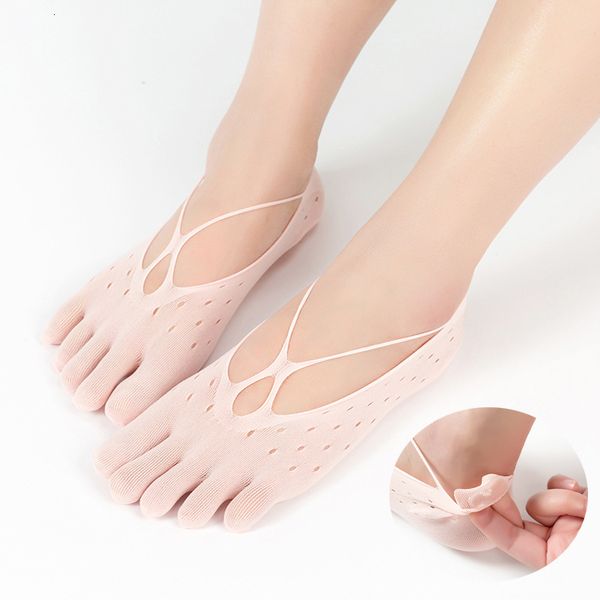 

socks women's summer velvet five finger stockings heel point silicone anti slip ultra thin moisture five finger, Black;white