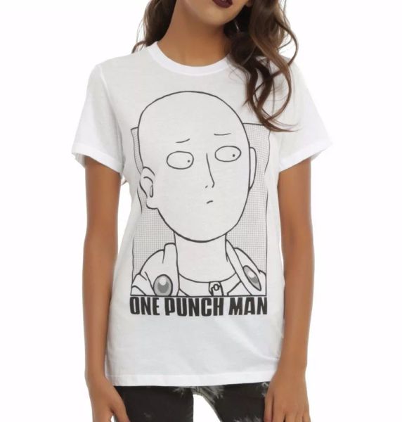 

anime one punch man saitama outline girls t-shirt nwt 100% authentic, White;black