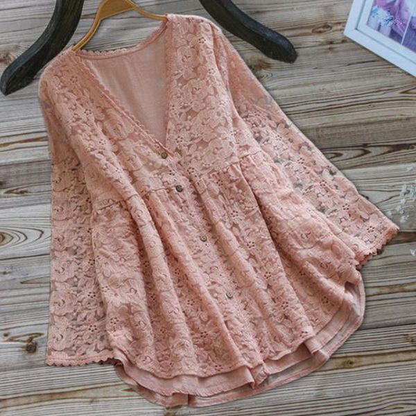 

plus size lace women blouses long sleeve tunic casual floral embroidery blouse shirts dress sweet lady loose blusa pullovers women's &, White