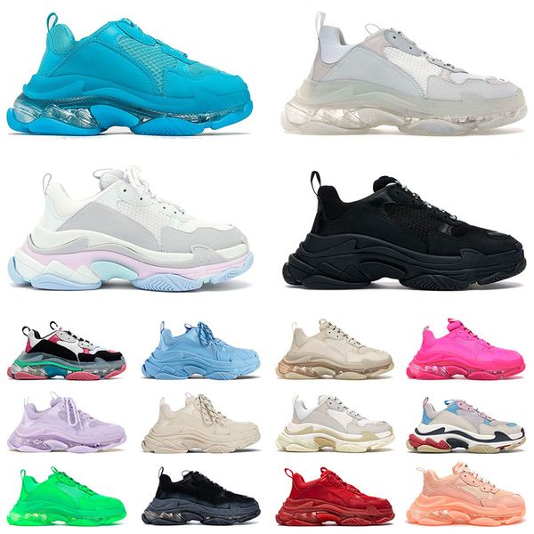 

2021 triple s luxury designer shoes men's women's retro platform sneakers purple black white beige sail pink red blue fashion clea