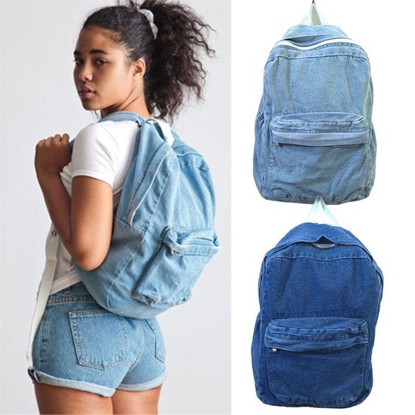 

backpack boys girls vintage washed denim jean school bag travel matching