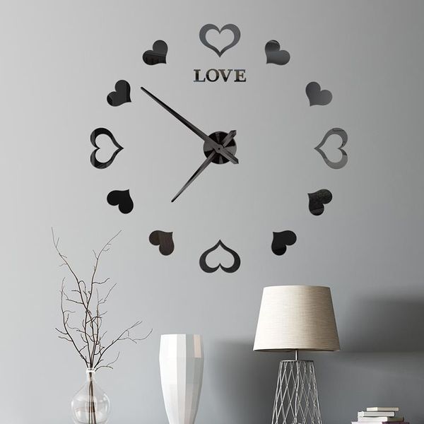 

ly frameless diy wall clock kit large modern 3d mirror decor sticker for home living te889 clocks