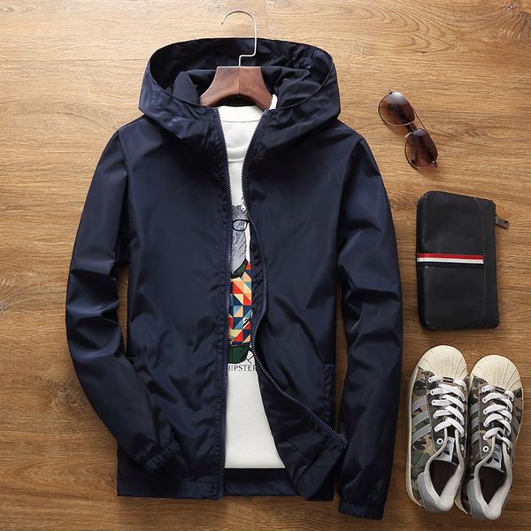 

jacket men's windbreaker 10 color spring autumn fashion zipper thin men casual hooded male 6xl 7xl, Black;brown