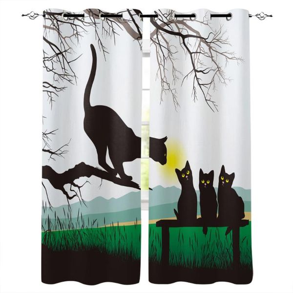 

curtain & drapes bench branches landscape kitten grass park window curtains living room kitchen modern home decor bedroom treatment