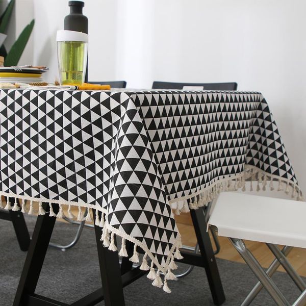 

nordic rectangular tablecloth cotton linen dining room table cloth tassel wedding party square cover home kitchen decor
