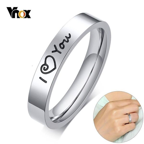

cluster rings vnox heart i love you women for men stainless steel casual never fade anti allergy ring, Golden;silver