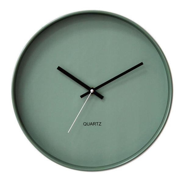 

wall clocks round simple clock nordic design living room green watch plastic ins wind duvar saatleri household products ef50wc