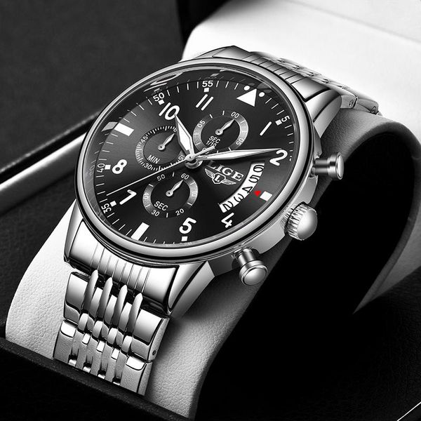 

wristwatches relogio masculino 2021 lige analog sports wristwatch display date men's quartz watch business men 10039, Slivery;brown