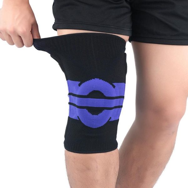 

1pc 3d weaving silicone knee pads supports brace volleyball basketball meniscus patella protectors sports safety kneepads elbow &, Black;gray