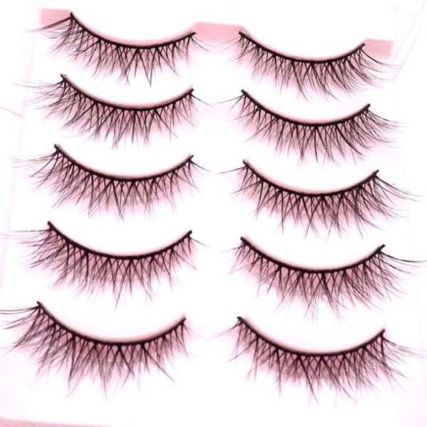 

false eyelashes natural long cosplay makeup cross strip black eye lashes 5pair