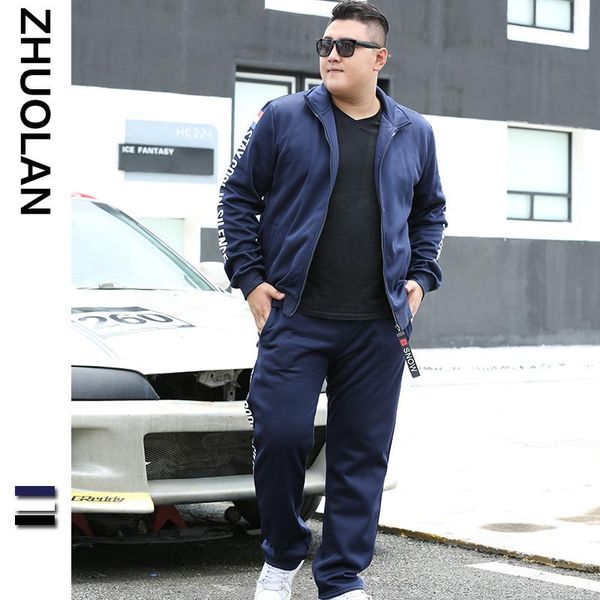 

spring and autumn men's sportswear plus size casual fashion running comprehensive training suit clothing gym, White;black