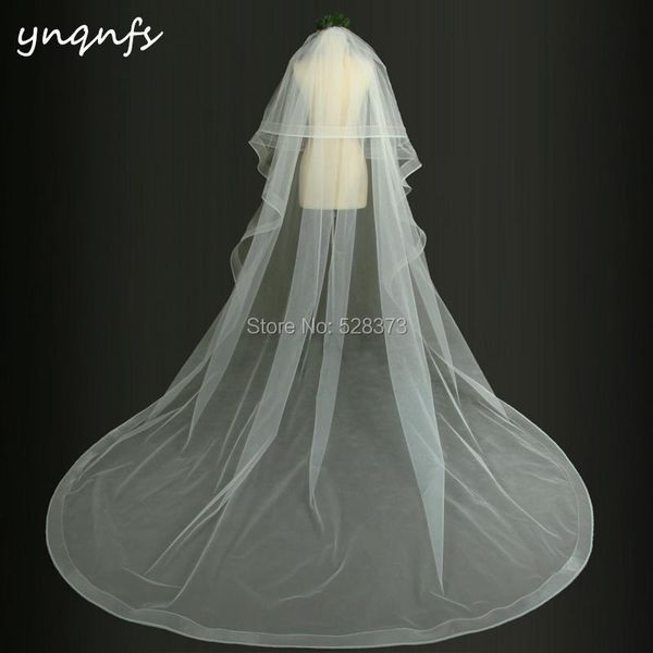

bridal veils ynqnfs vv21 with comb two layer boned edge soft tulle cathedral veil velo de noiva voile marriage wedding 2021, Black