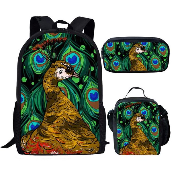 

customzied peacock children school bags set for teen girls boys schoolbag kids backpack teenager rucksack cute child